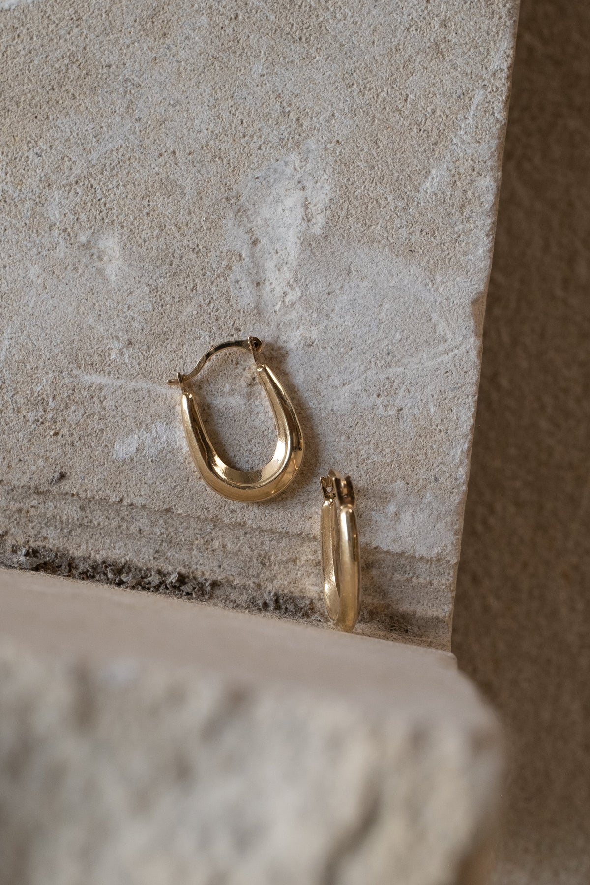 14K Mini Oval Hoops