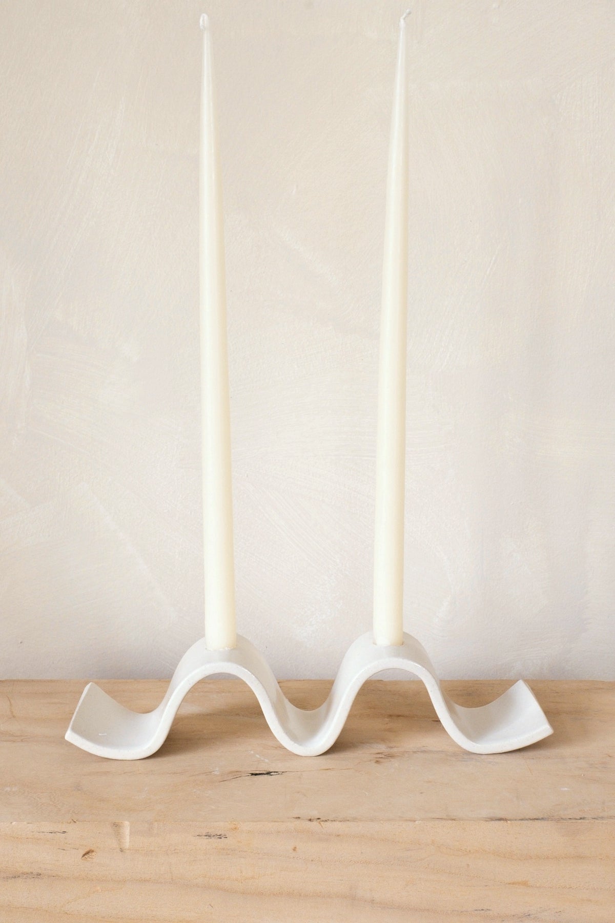 Sin Ceramics Wyn candelabra in cream with two tapers