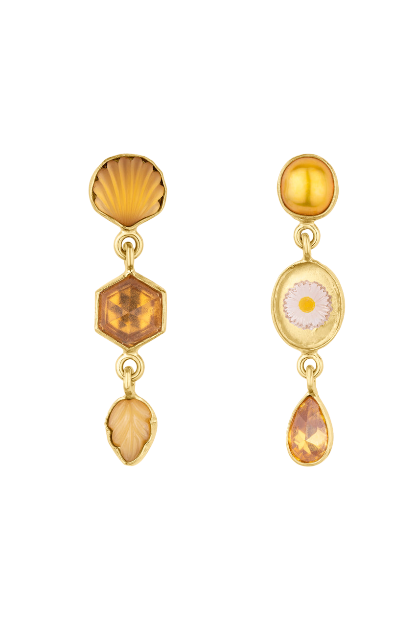 Grainne Morton Three Charm Moving Drop Earrings: Citrine