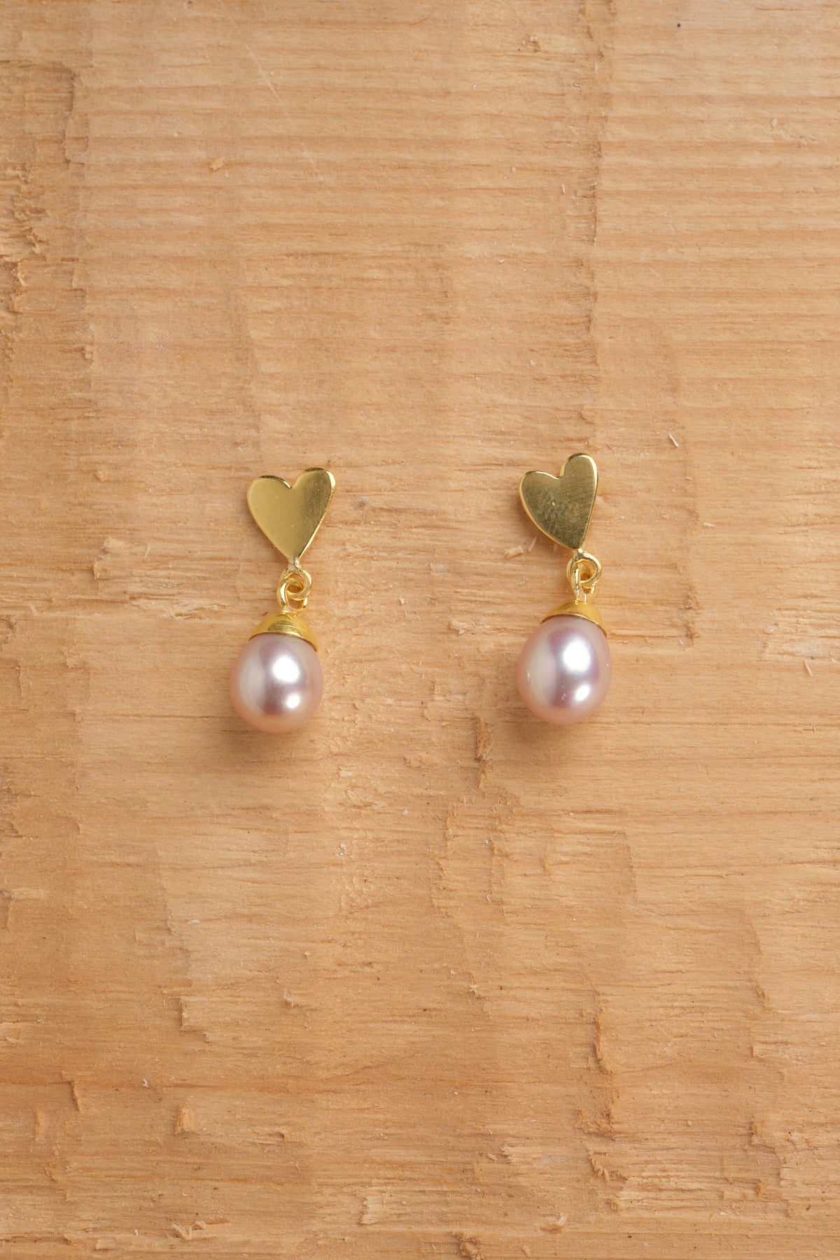 Small Heart with Pearl Drop Earrings