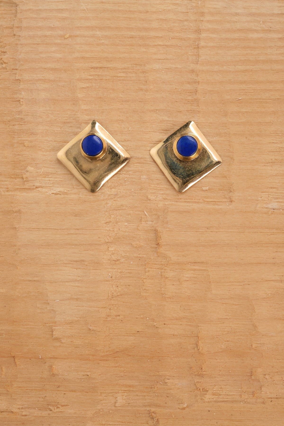 14k Gold and Lapis Square Earrings