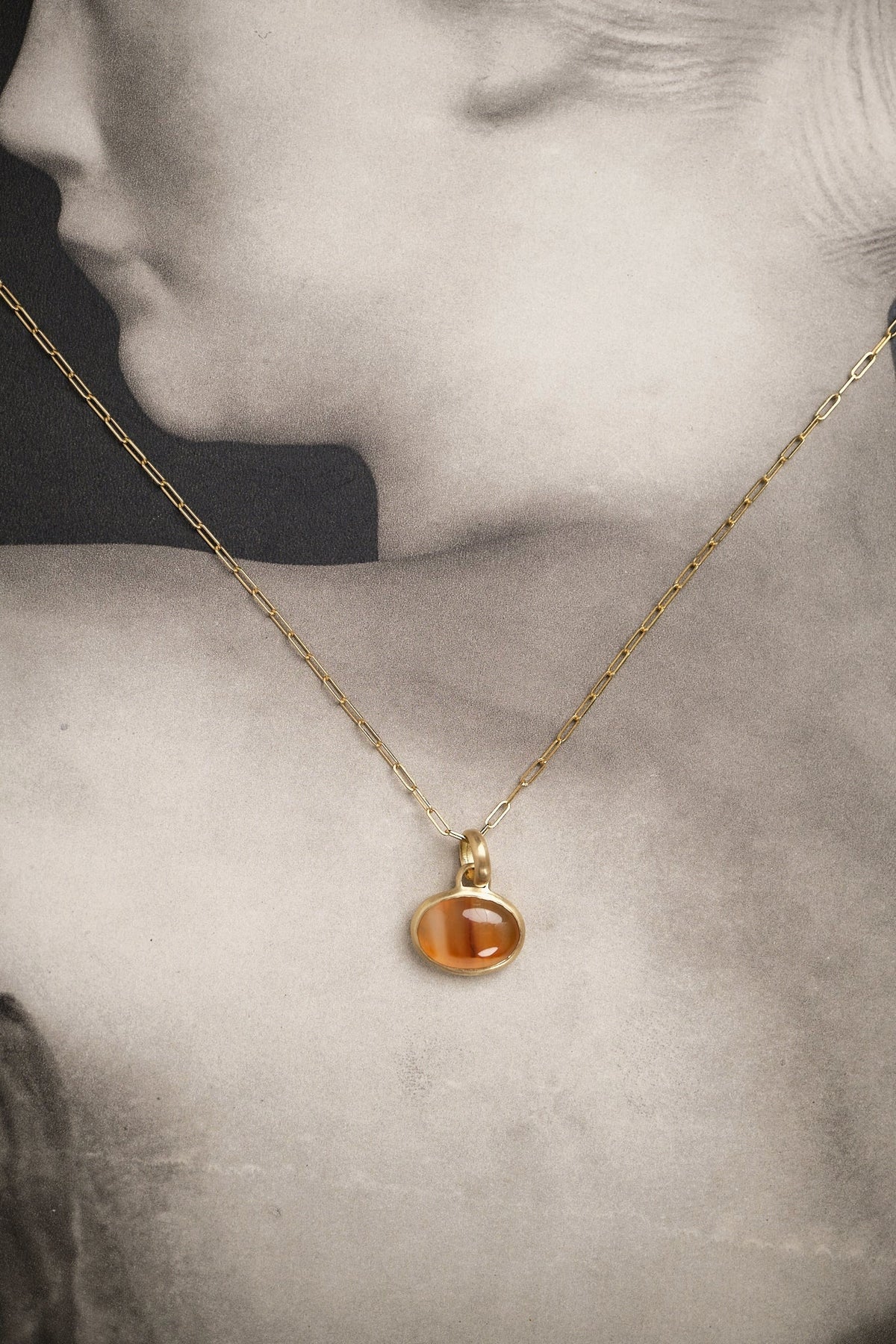 18K Large Agate Pendant
