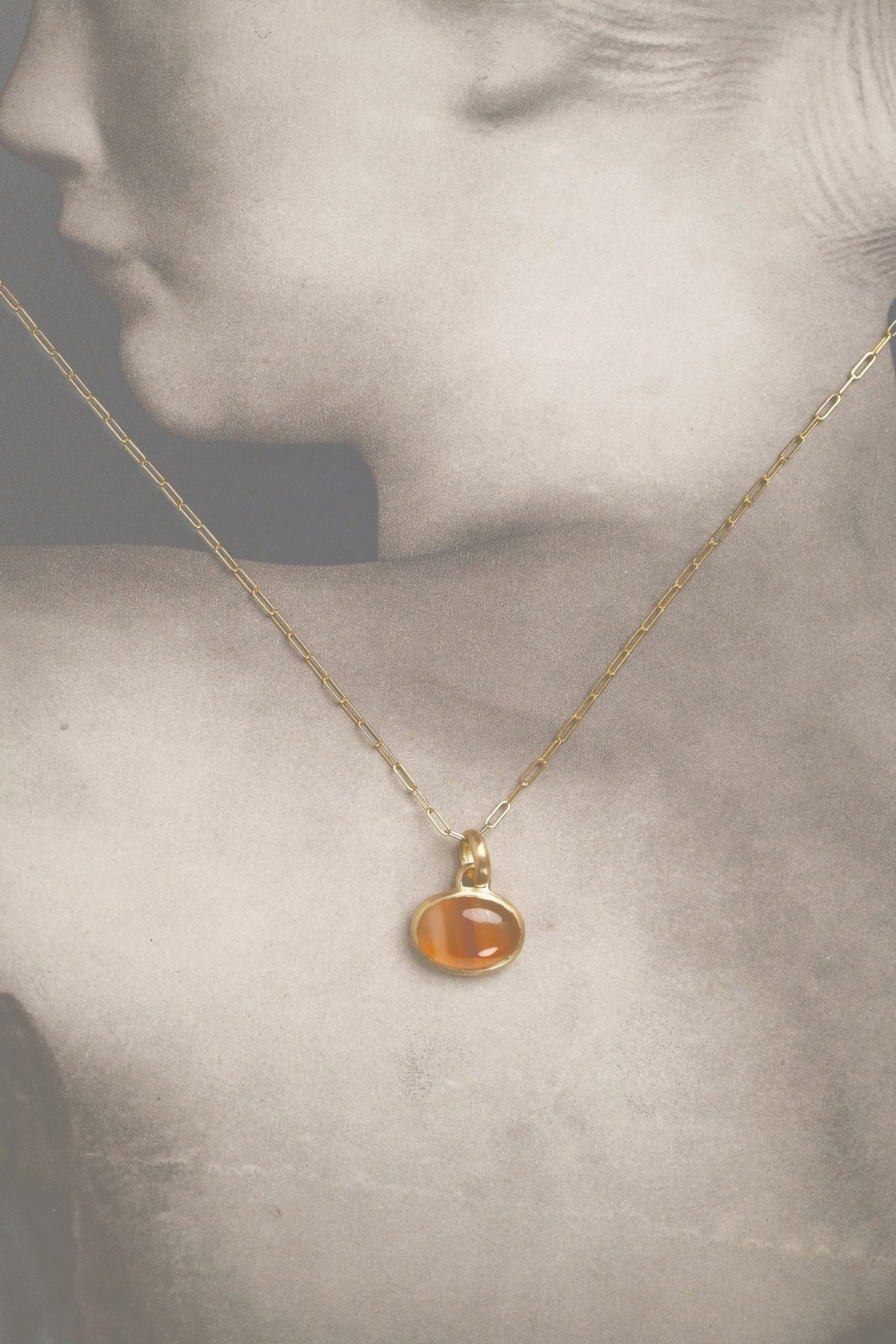 18K Large Agate Pendant (softer shadows)