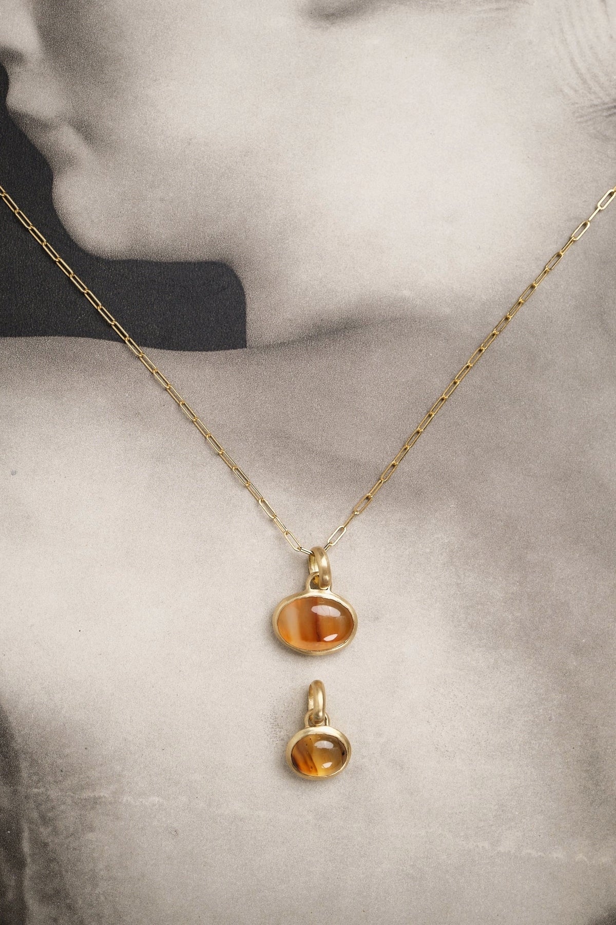 18K Large Agate Pendant