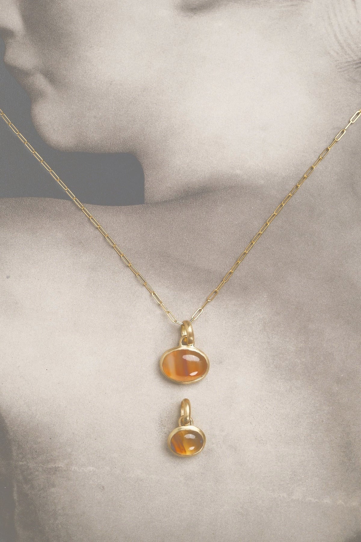 18K Large Agate Pendant (softer shadows)