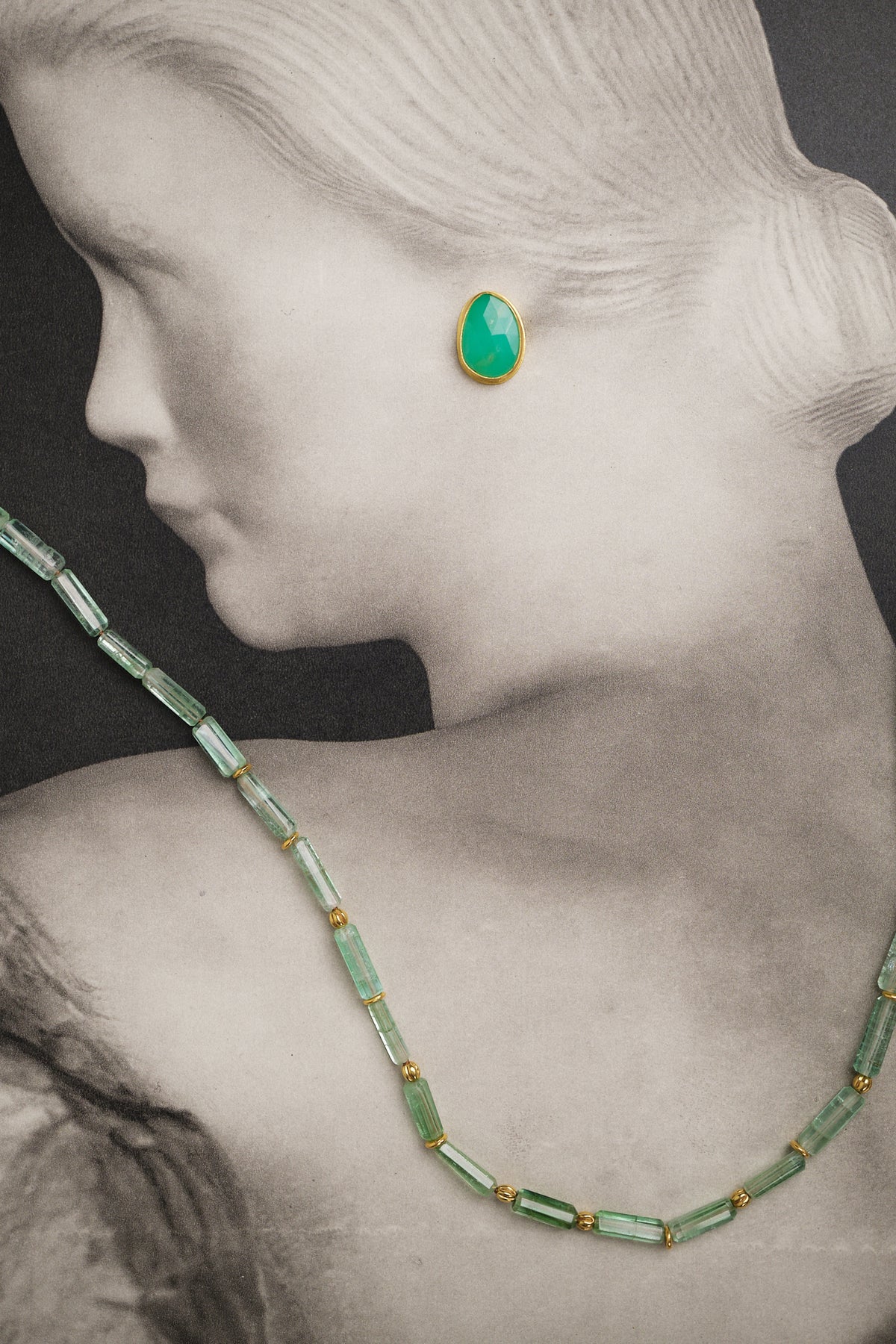 Light Green Barrel Tourmaline Beaded Necklace