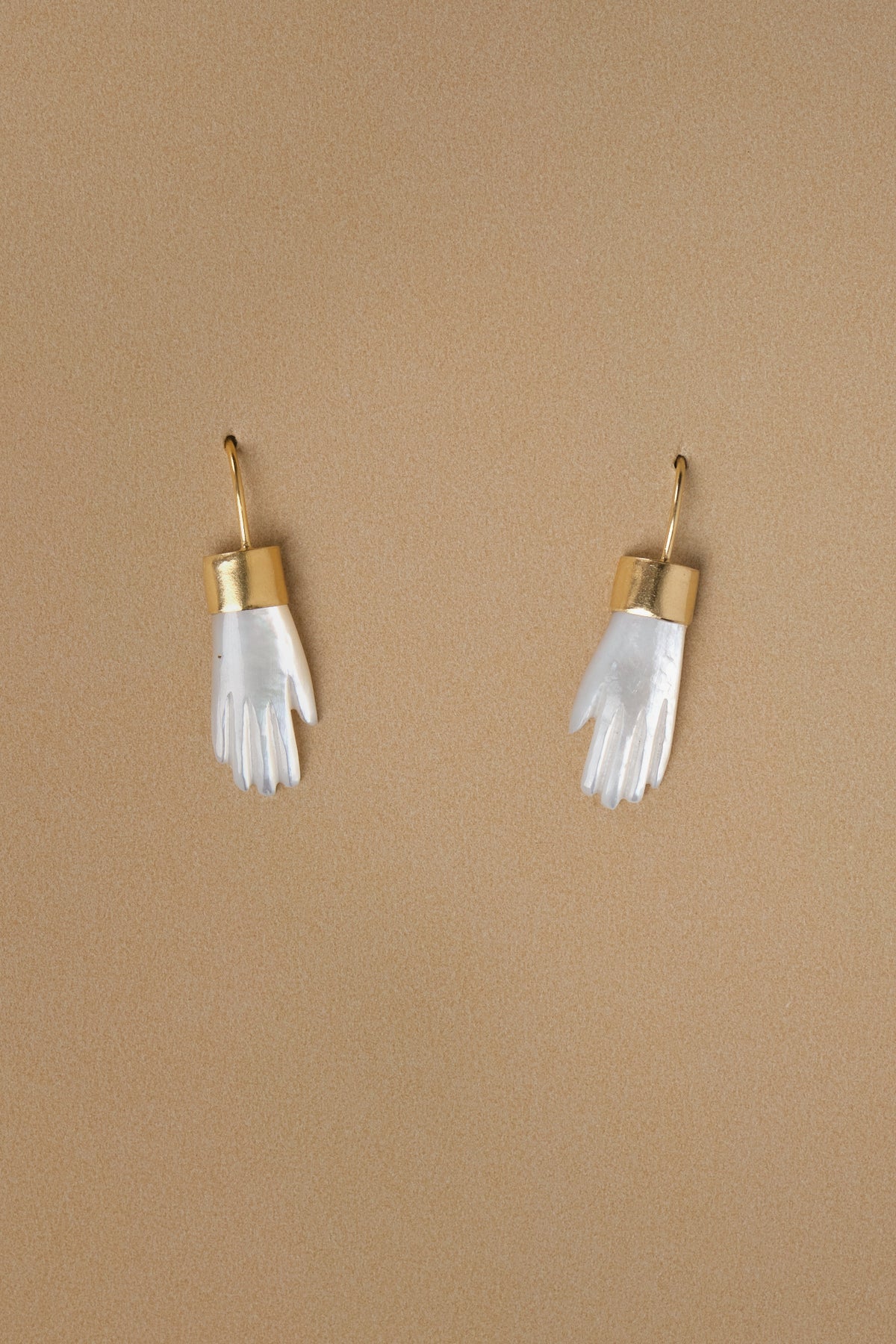 White Hand Hook Earrings