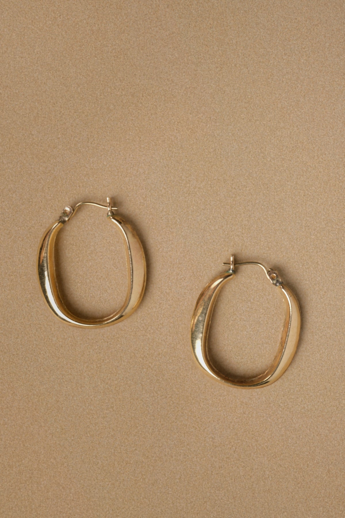 Gold Angle Oval Hoops