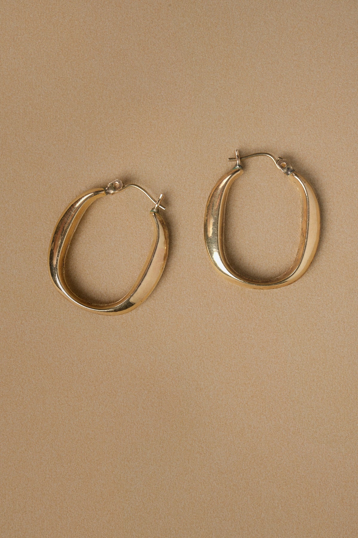 Gold Angle Oval Hoops