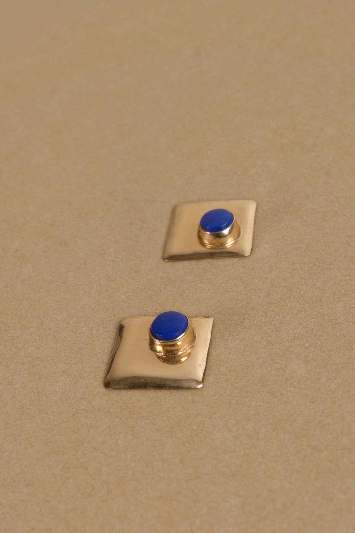 14k Gold and Lapis Square Earrings
