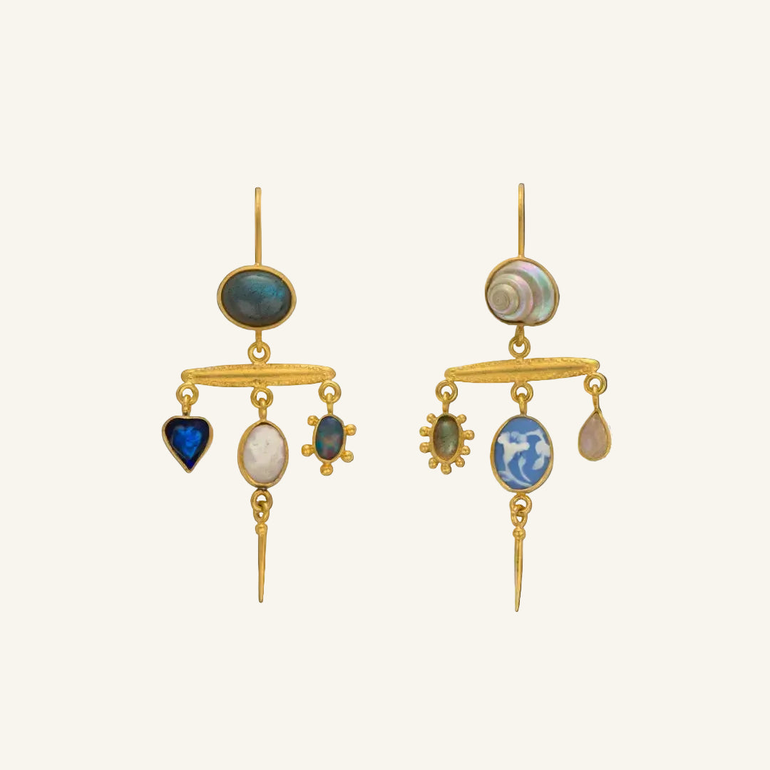 Victorian Pin Drop Earrings: Labradorite