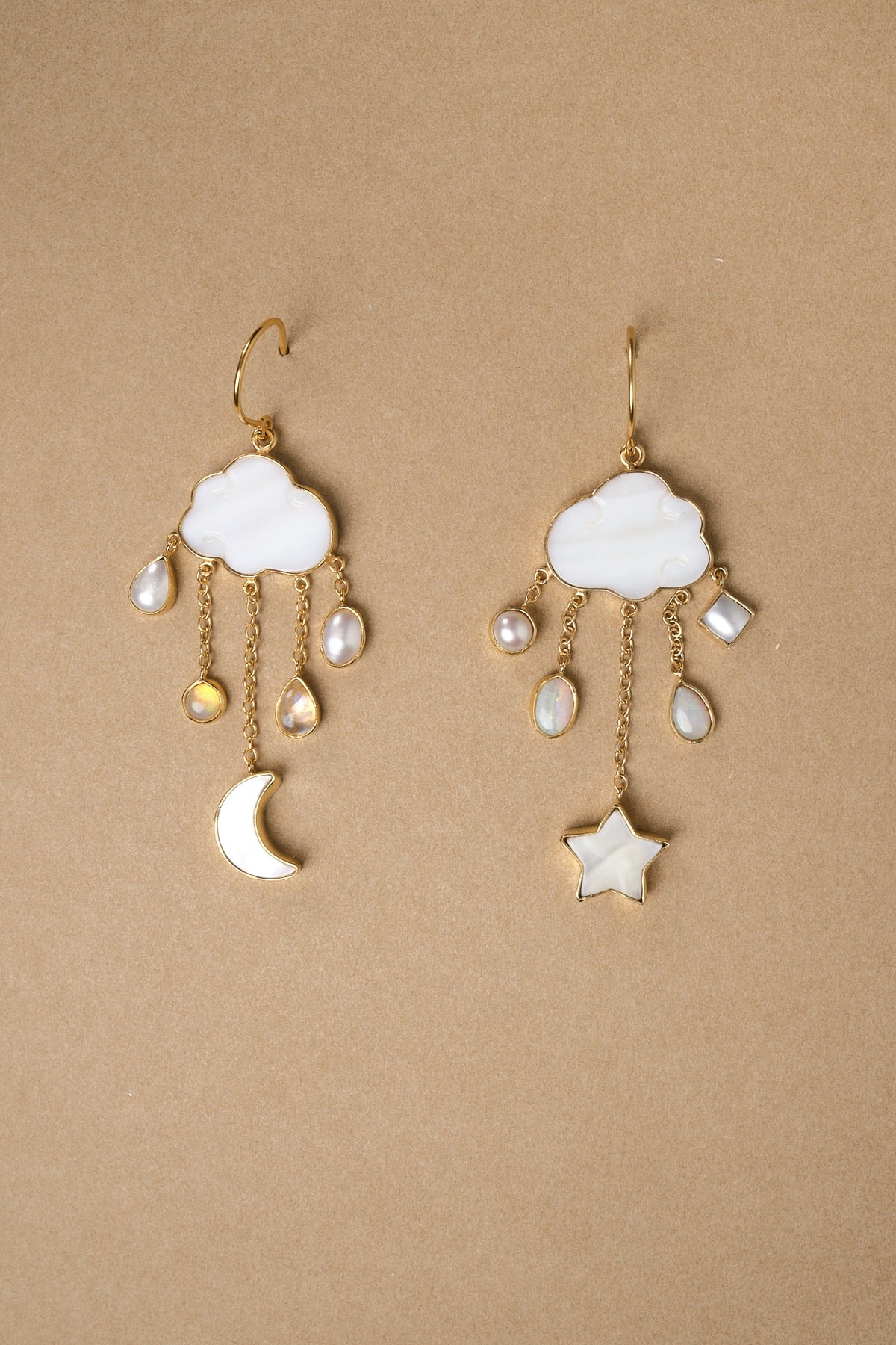 Grainne Morton Cloud and Rain Drop Earrings, mother of pearl