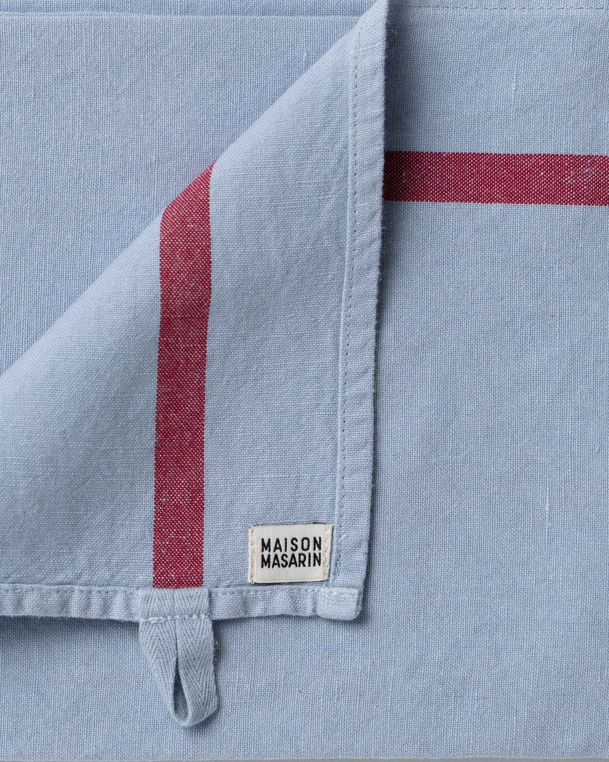 Maison Masarin horizon tea towel red stripe detail