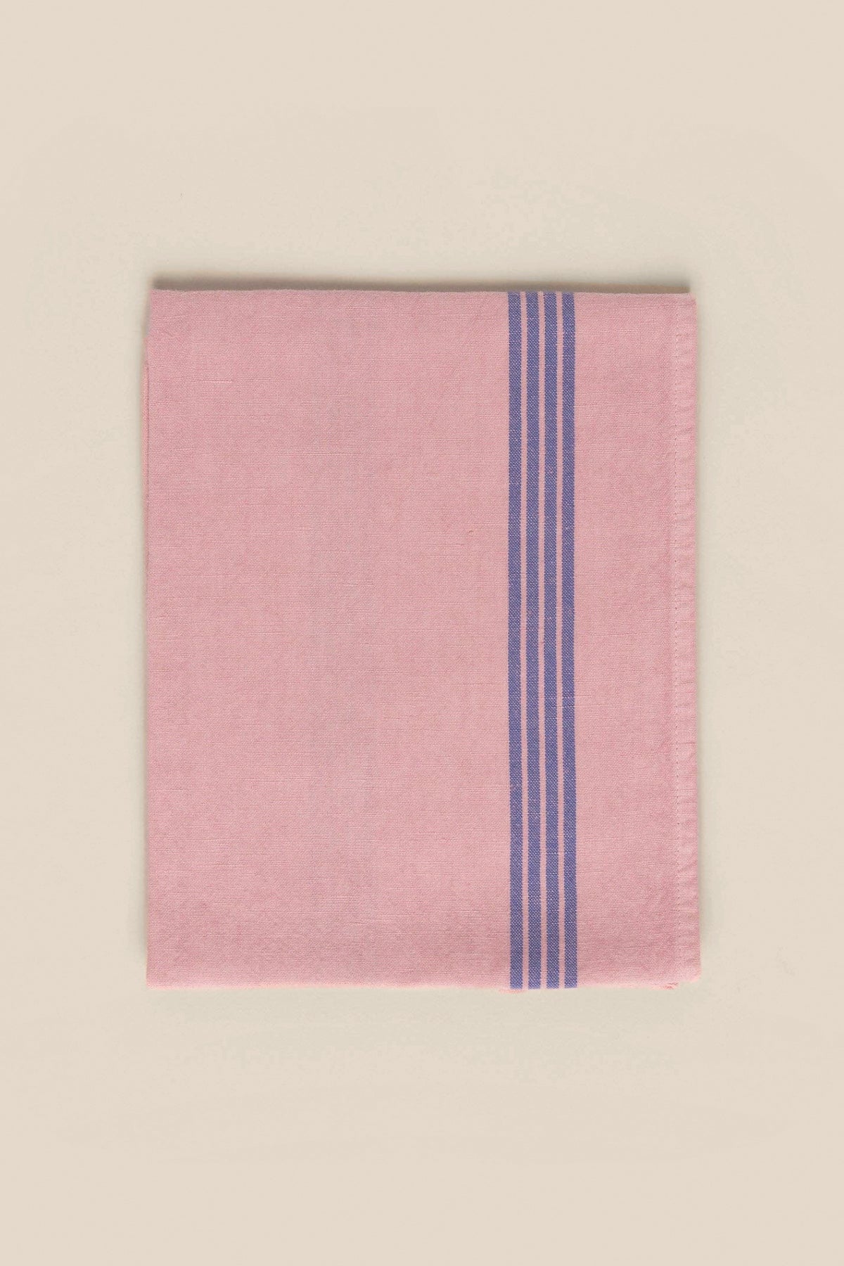 Maison Masarin ballerina pink linen tea towel with blue stripes