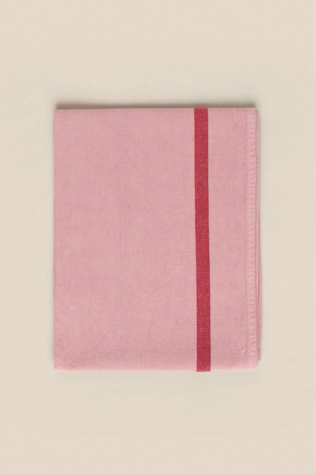 Maison Masarin ballerina pink linen tea towel with red stripe