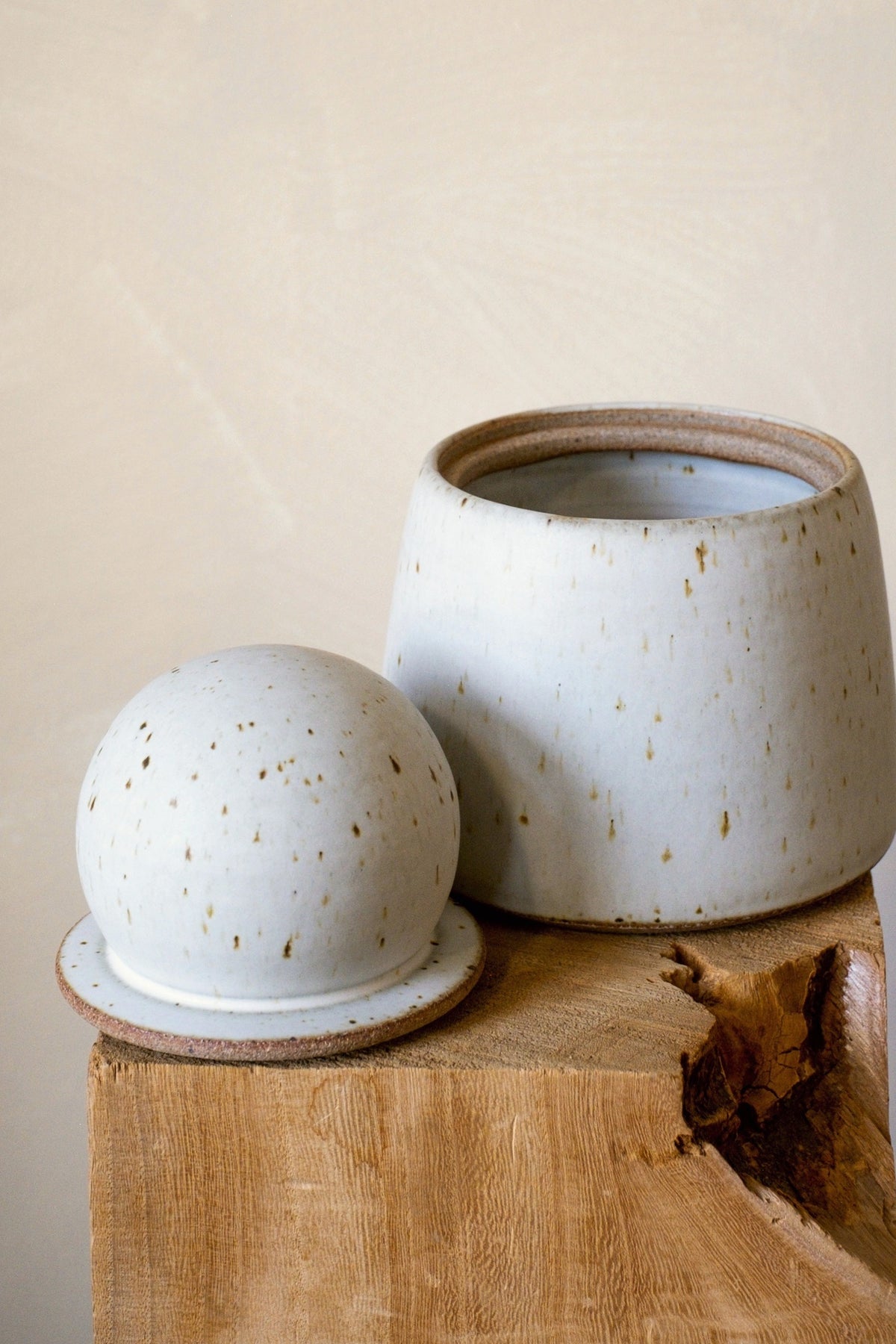 MH Studio Alabaster Stash Jar, Large, with lid off