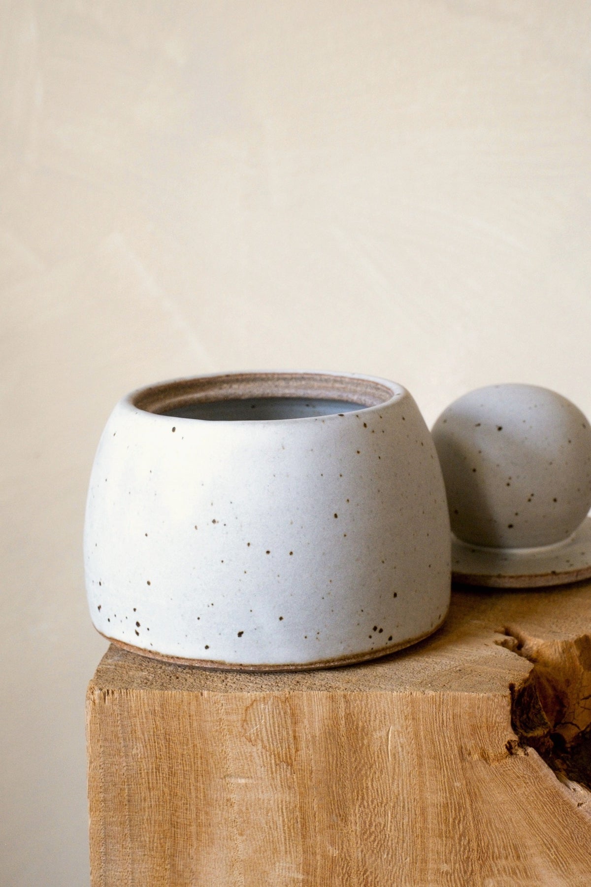 MH Studio Alabaster Stash Jar, Medium, with lid off