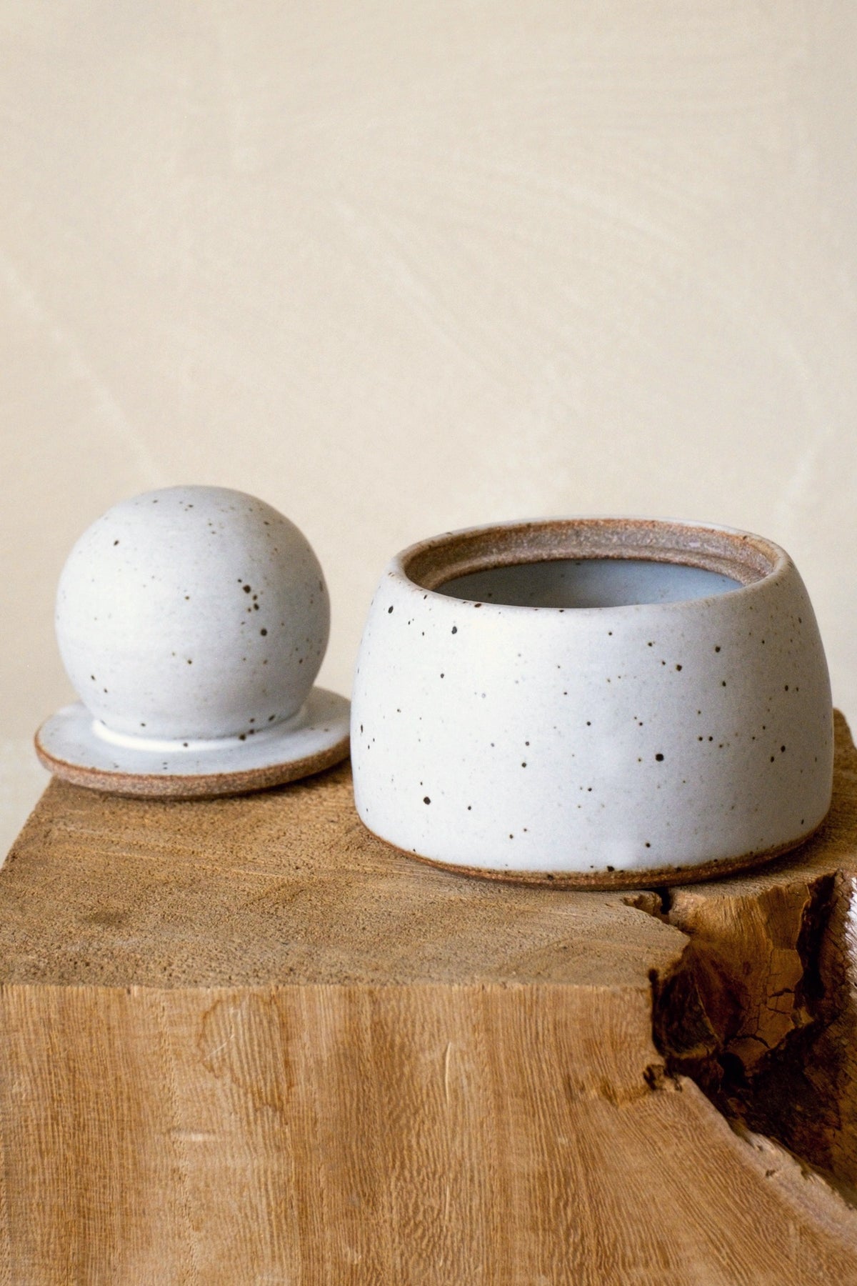 MH Studio Alabaster Stash Jar, Small, with lid off