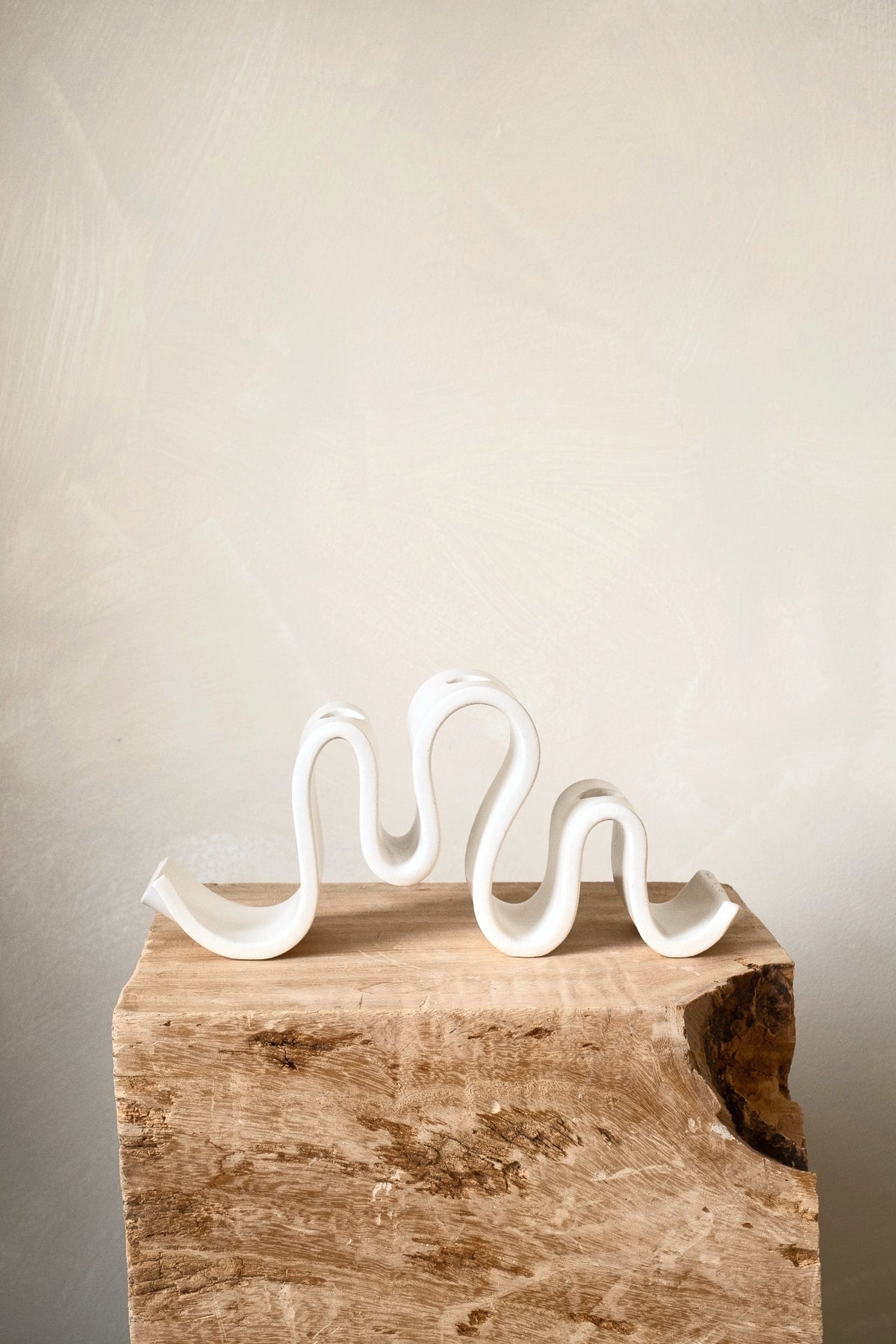 Sin Ceramics Wyat candelabra in cream, front view