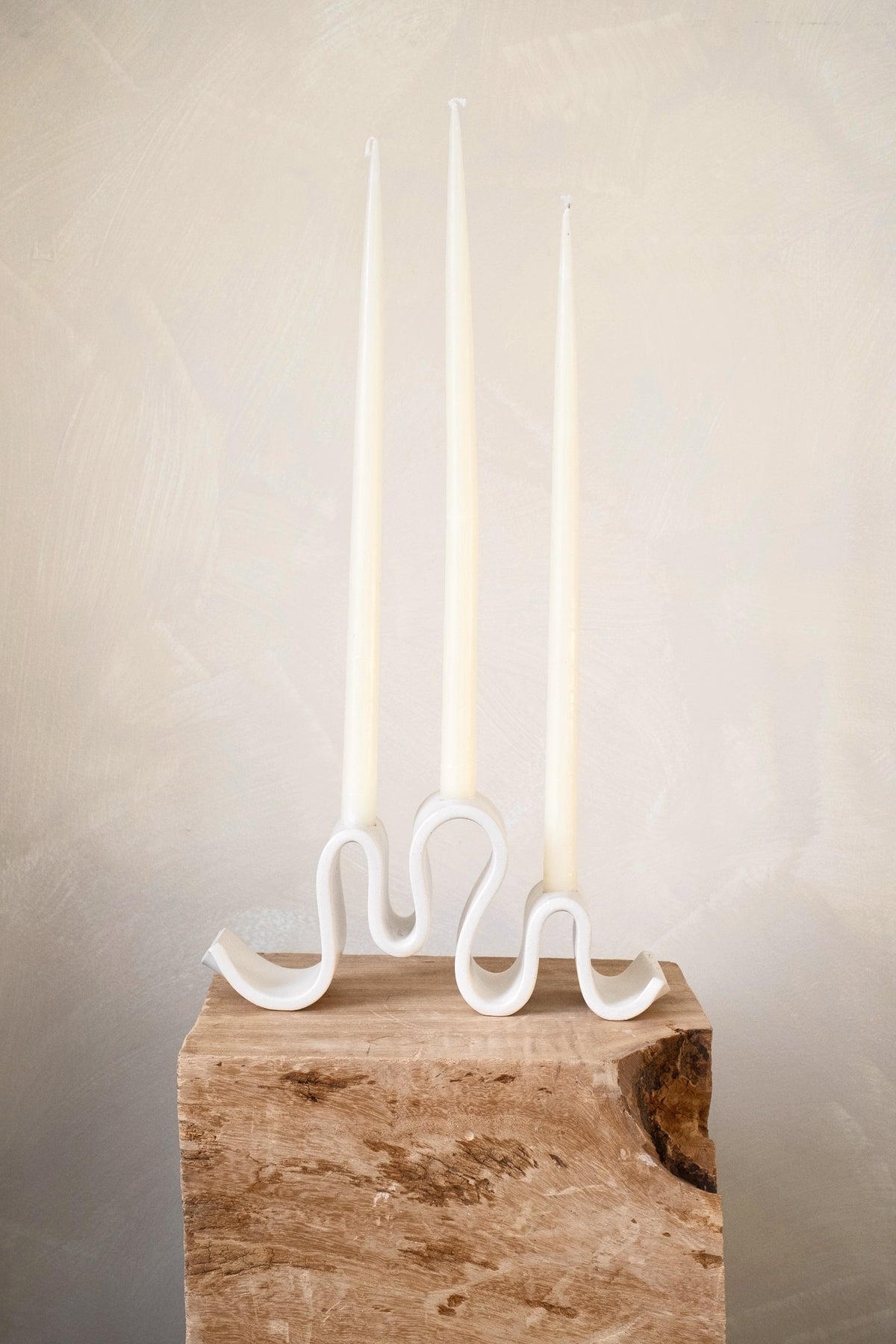 Sin Ceramics Wyat candelabra in cream with three tapers